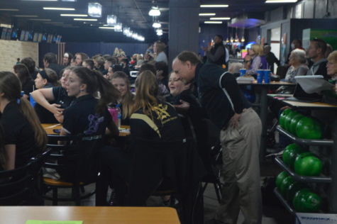 Russ Greenwood encourages bowlers during a meet at Air Lanes in December of 2021. Greenwood took over as head bowling coach for the 2022-2023 school year.