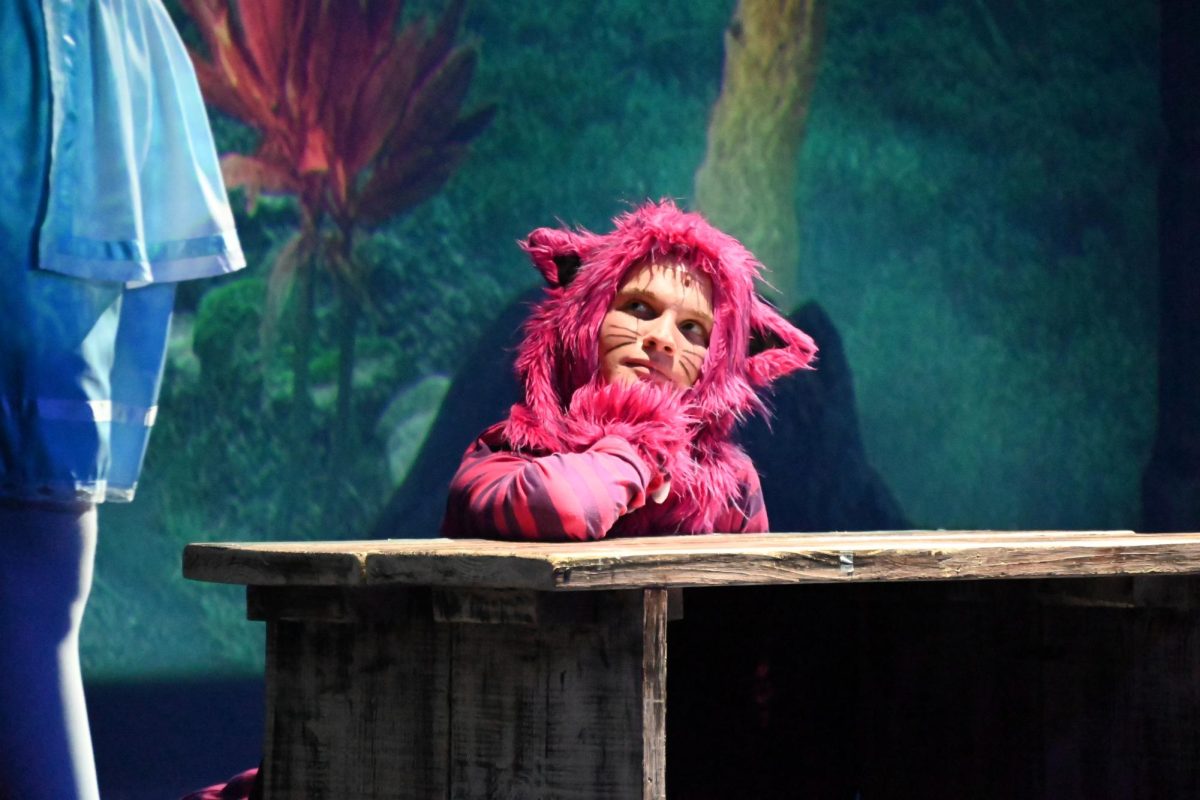 Eli Geisler performs the role of the Cheshire Cat in the 2023 fall production of "Alice in Wonderland." Auditions are under way for this year's fall play, "Harry Potter and the Cursed Child."