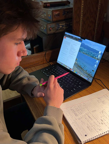 Norwalk alumni Carson Fenster studies in his dorm at Iowa State University. Fenster is one of the many former Norwalk students continuing his education after high school.