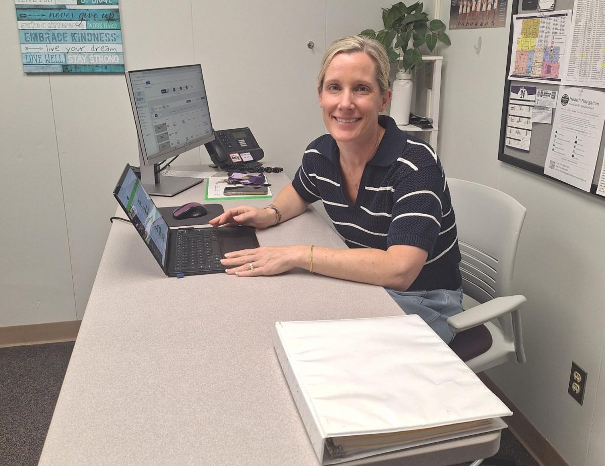 Mrs. Scandrett smiles on May 21 in the nurse's office. Mrs. Scandrett just finished her first year in Norwalk.
