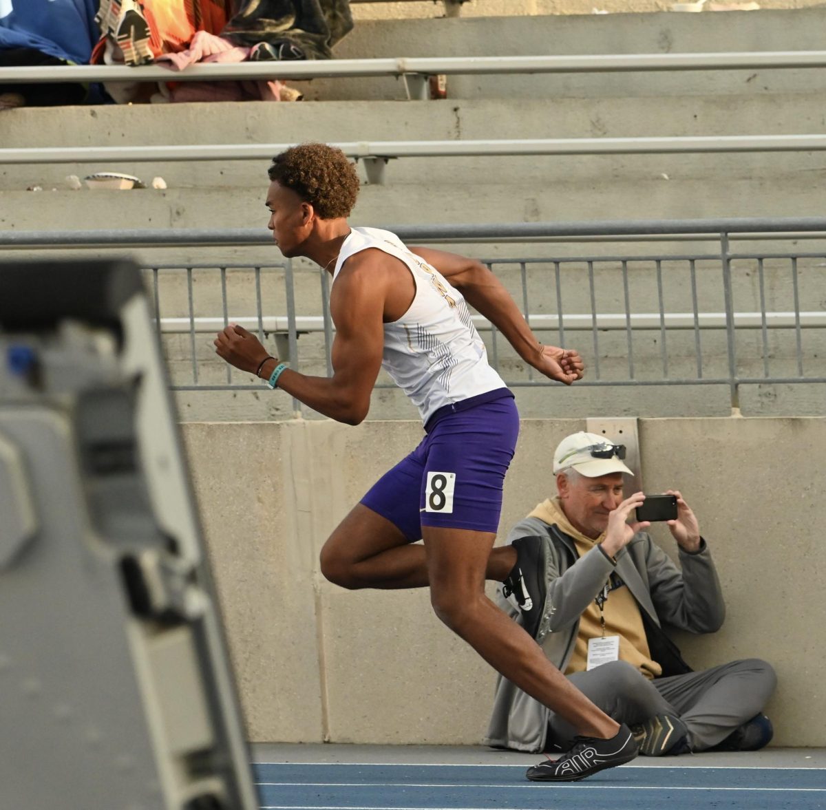 Senior Daniel Roche' runs in the 400m final on Thursday May 22 during the state track meet at Drake Stadium. Roche' finished with a 49.35, breaking his own school record by over a second. 