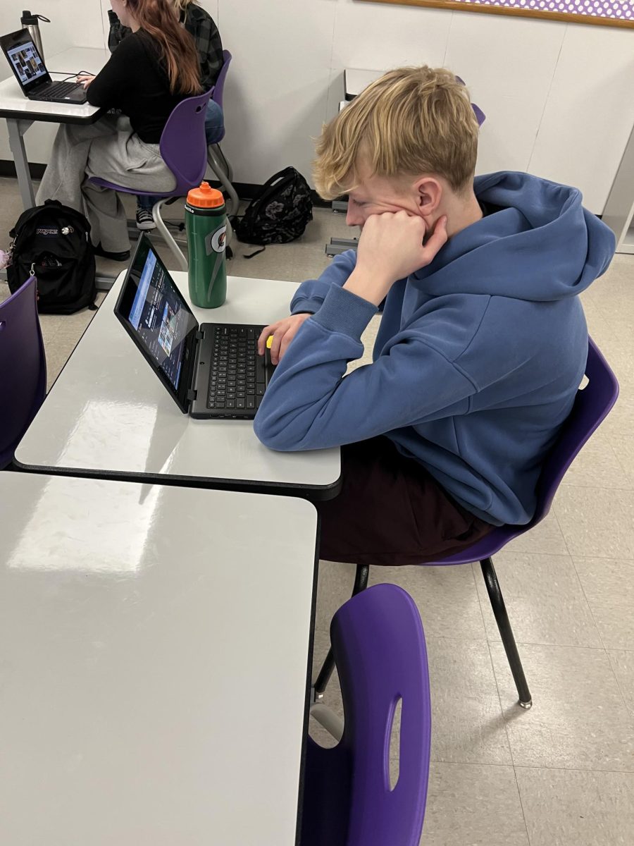 Brayden Plourde works In journalism class he thinks Oklahoma could make a good run