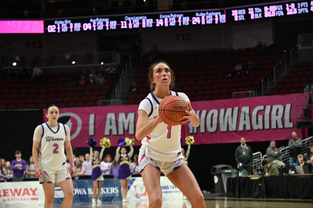 Senior Pearl Brown shoots free throws during their game against Central DeWitt in the 4A State First Round. Brown was a starter in both of Norwalk's runs to the semifinals in back-to-back years.