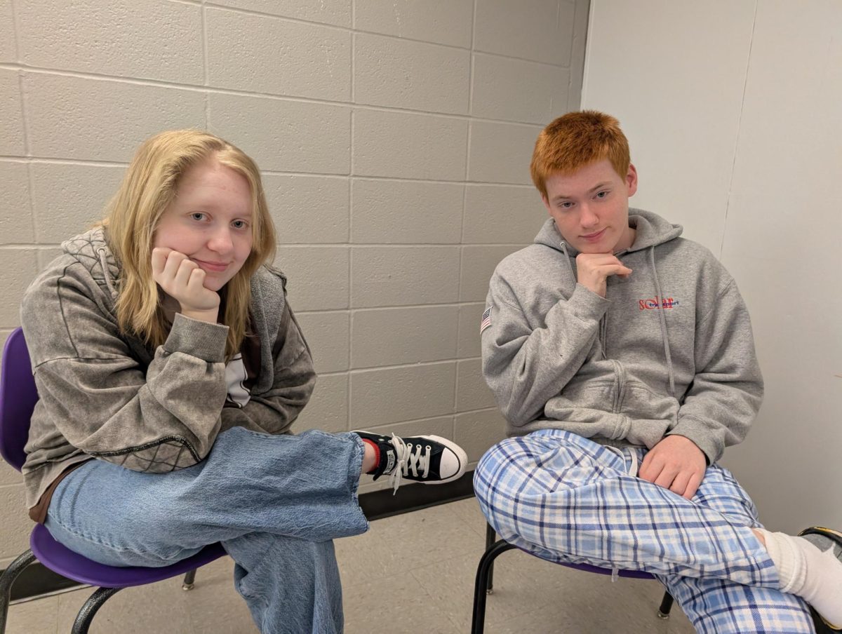 Lexton Markun (right) and Izzy Joel pose for a picture in Journalism class. Lexton recently sat down with Izzy to talk about the future of the "Stranger Things" franchise.